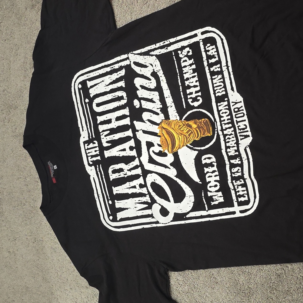 The Marathon Clothing Black Tee with White and Gold Design SIZE LARGE - Picture 3 of 3
